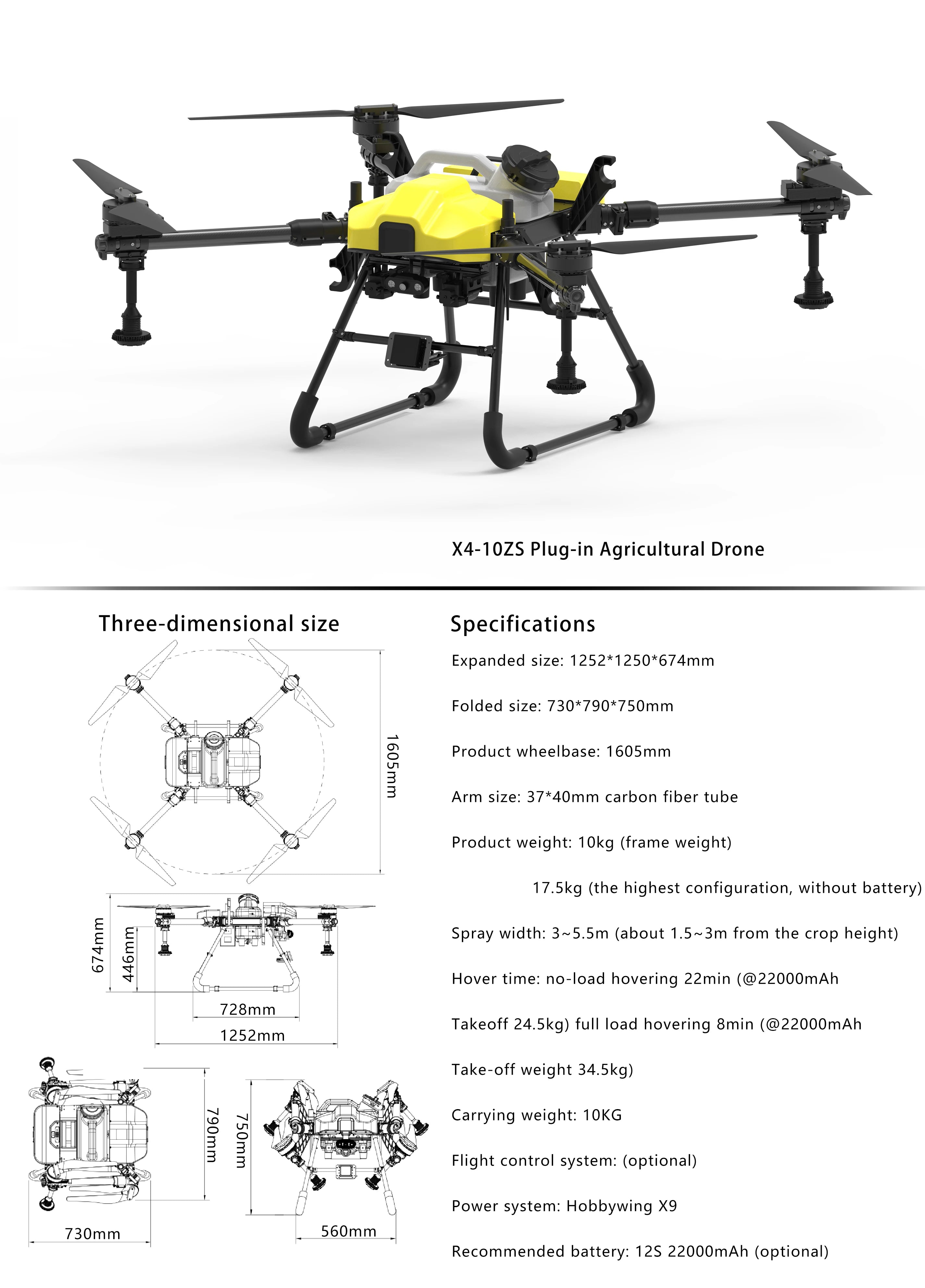 The Dreameagle X410Z is a compact agricultural spraying drone frame kit with a 4-axis design, suitable for small-scale farming.