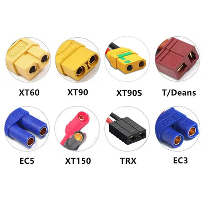 GaoNeng GNB 6S 22.2V 5500mAh Lipo Battery, Connectors for powering and charging FPV drones: XT60, XT90, XT90S, Deans, ECS, XT150, and EC3.