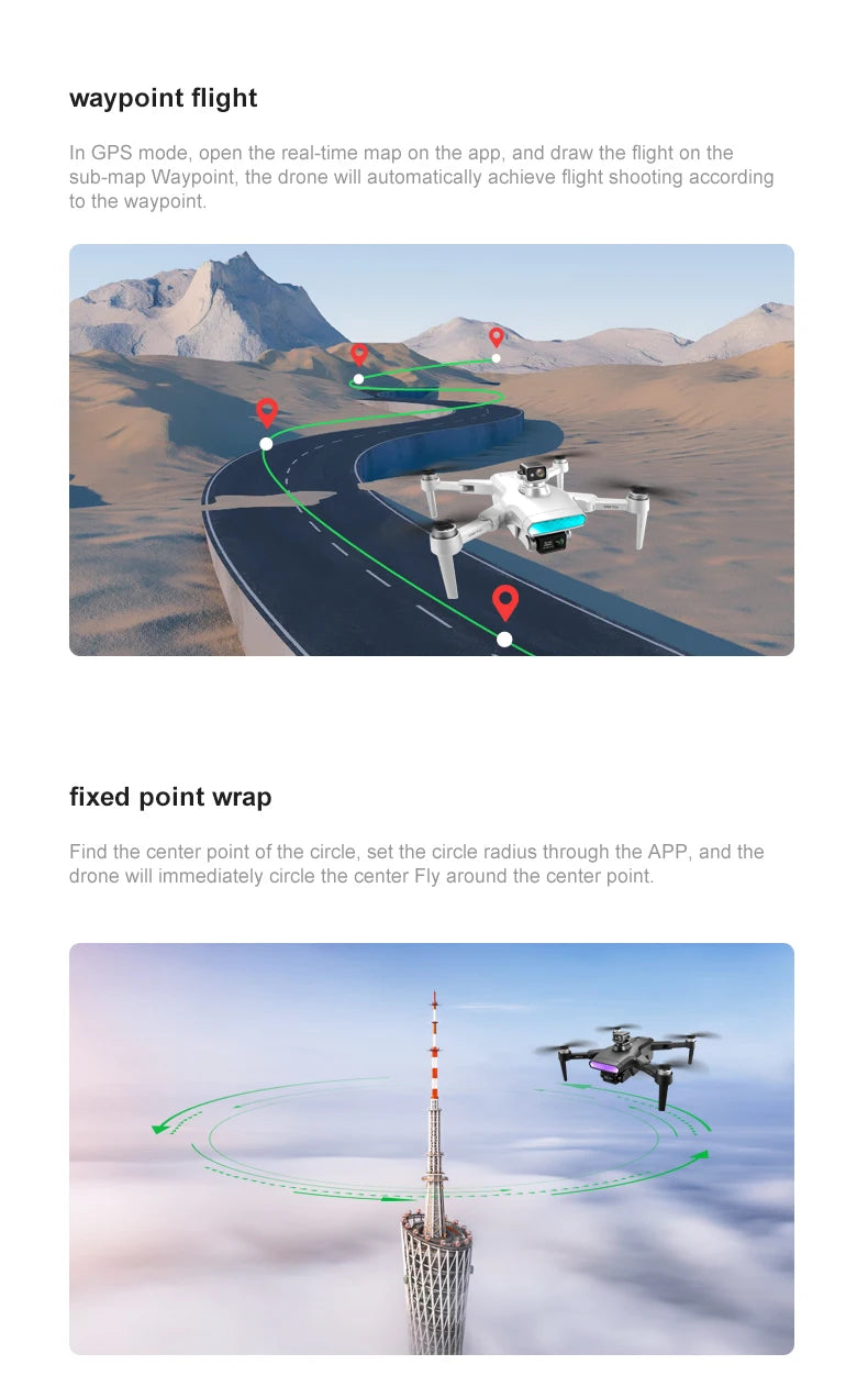 LU9 Max GPS Drone, waypoint flight Open the real-time map on the app, and draw the flight on the