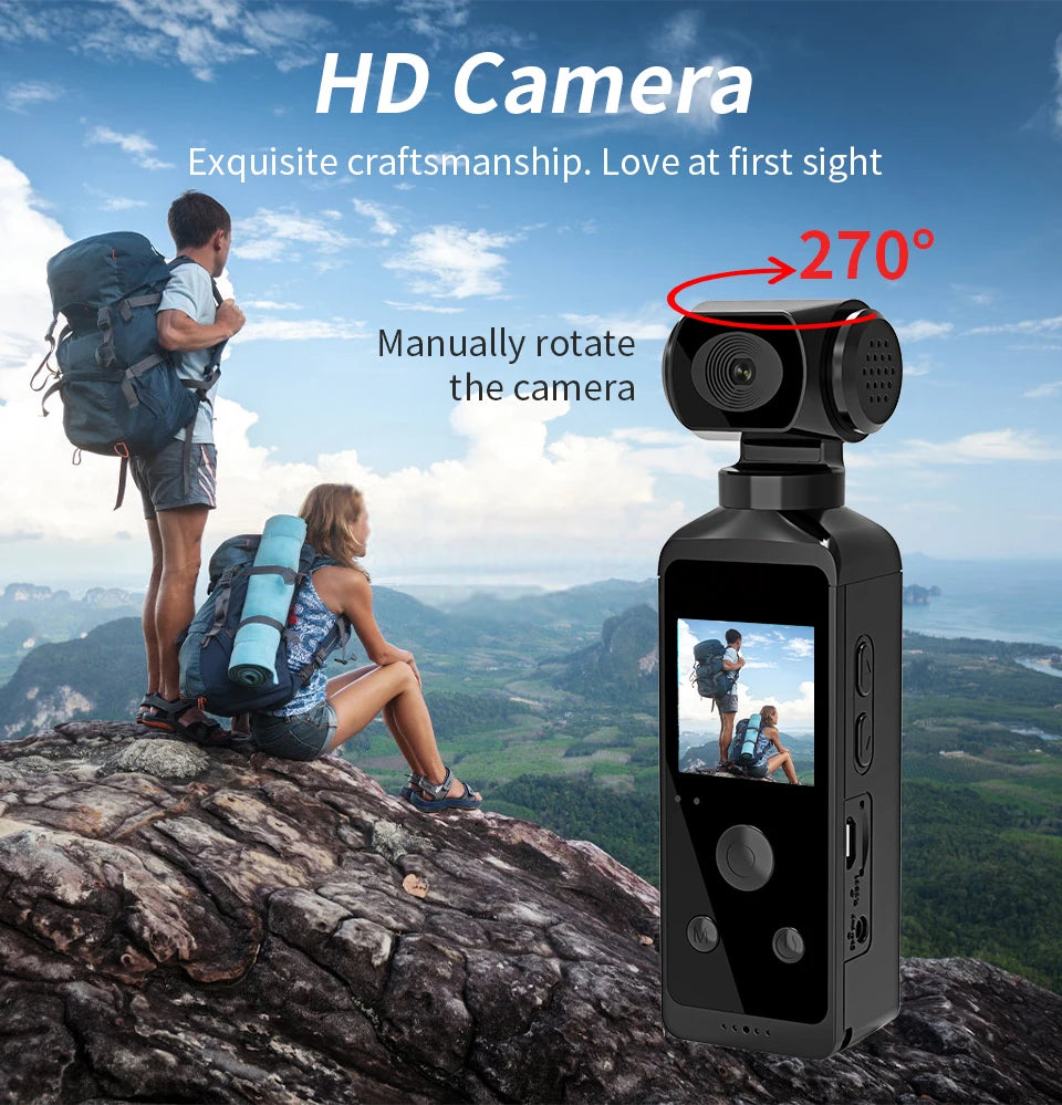 4K HD Pocket Action Camera, HD Camera Exquisite craftsmanship. Love at first sight 2708 Manually rotate the