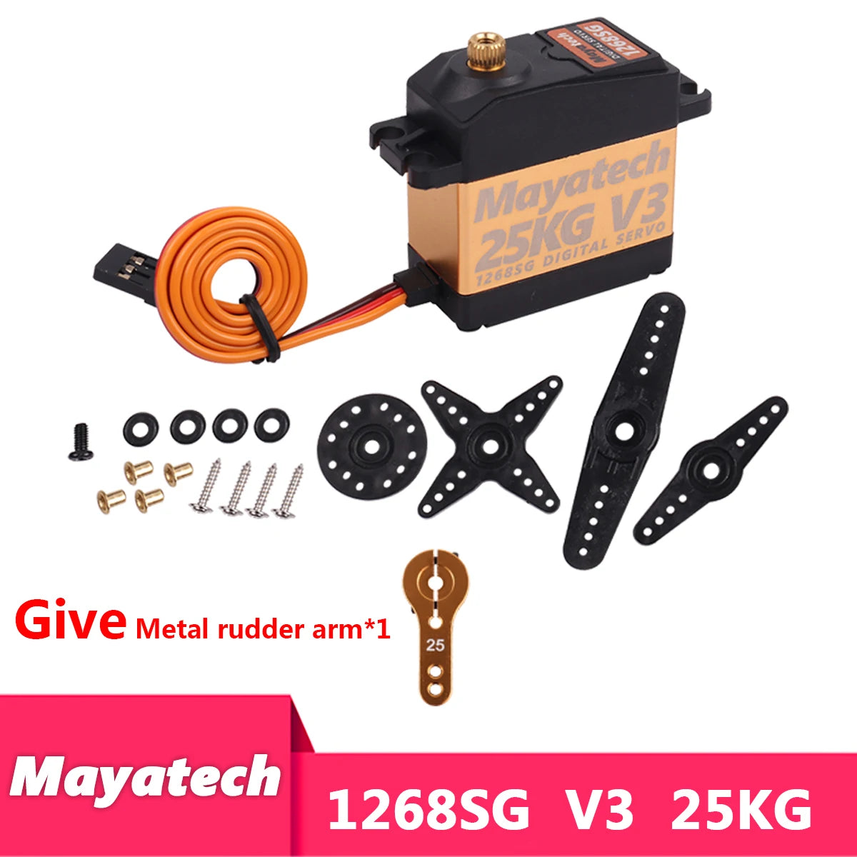 Mayatech 1258TG V3 20KG Servo, Waterproof and high-torque servo designed for parabolic applications, featuring a metal tooth actuator and digital steering gear.