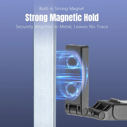 Built-in strong magnet, secure magnetic hold, attaches to metal, leaves no trace.