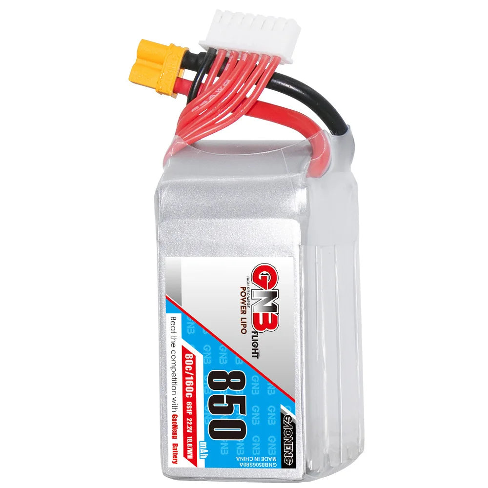 c2f52d1dd2ca3b1cd07aa34c4a3e3f40_O1CN0197AAsP2Gi2JeVuzza_!!3598899048-0-cib.jpg Lithium-ion battery with 850mAh capacity, 22.2V voltage, and 80C/160C discharge rate for RC drones.