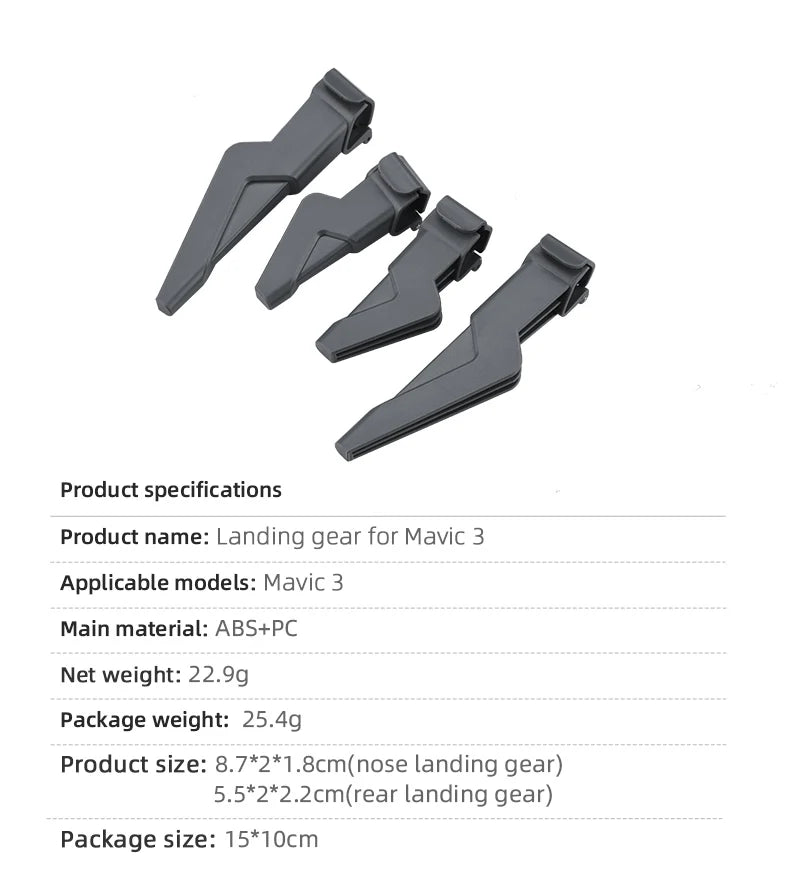Landing Gear for DJI Mavic 3/3 Classic Drone - Height Extender Support Leg Gimbal Camera Protector Leg Mavic 3 Accessories 35 Landing Gear for DJI Mavic 3/3 Classic Drone, Specifications Product name: Landing gear for Mavic 3 Applicable models: Mavic