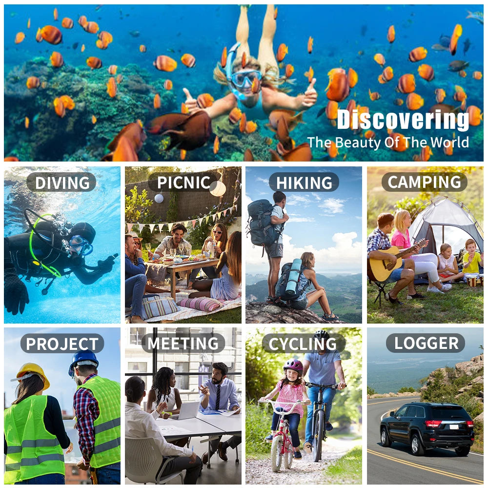 4K Ultra HD Pocket Action Camera, DIVING PICNIC HIKING CAMPING PROJECT MEETING