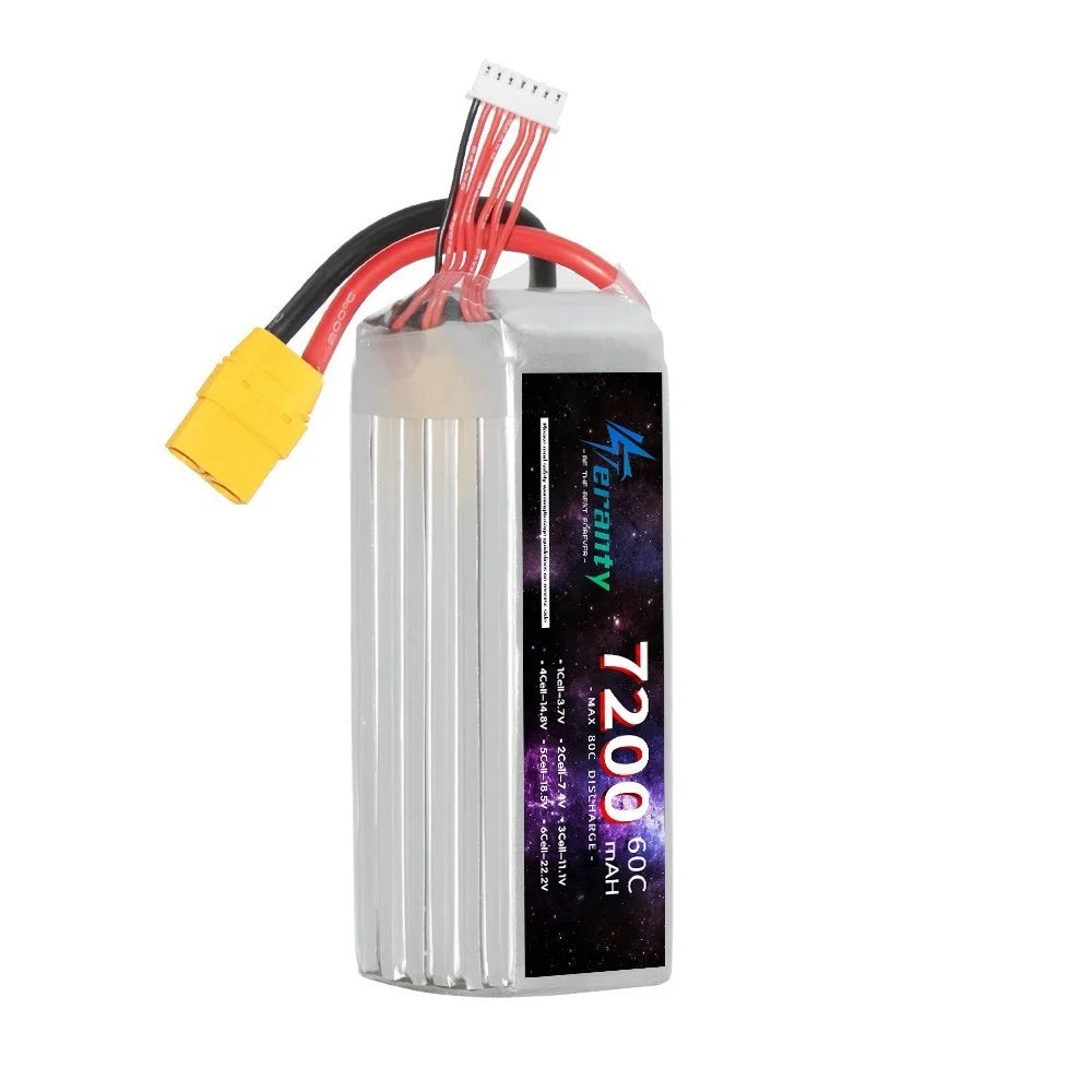 TERANTY 6S 22.2V 7200mAh 60C Lipo Battery for RC FPV Drones With Deans T XT90 EC5 XT60 Connector