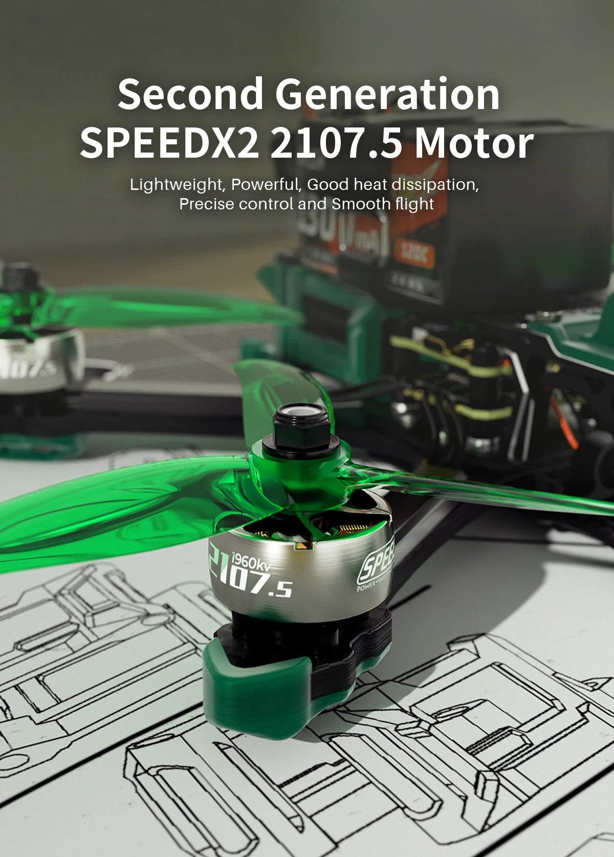 GEPRC New MARK5 HD O3 Freestyle FPV Drone - VTX O3 Air Unit Green System 6S RC FPV Built Bluetooth Quadcopter Freestyle Drone 14 GEPRC New MARK5 HD O3 Freestyle FPV Drone, SPEEDX2 2107.5 Motor Lightweight; Powerful; Good heat diss