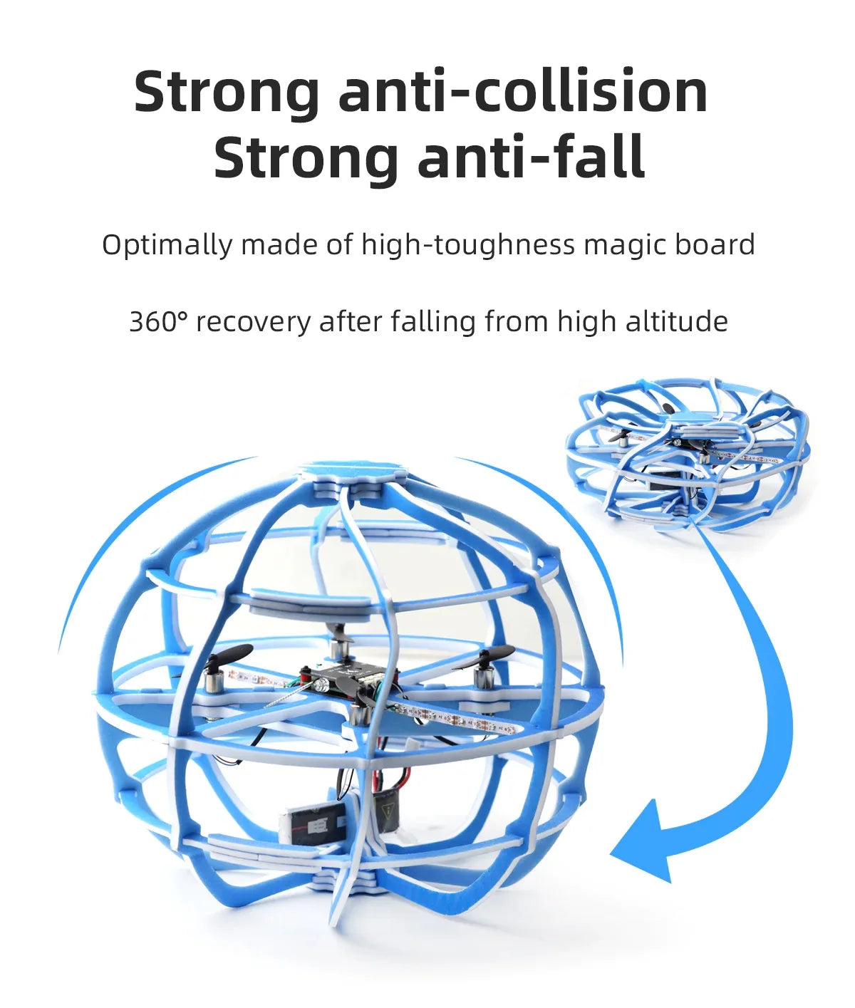 HGLRC A200 Soccer Ball Drone, Optimally made of high-toughness magic board 3609 recovery after falling from