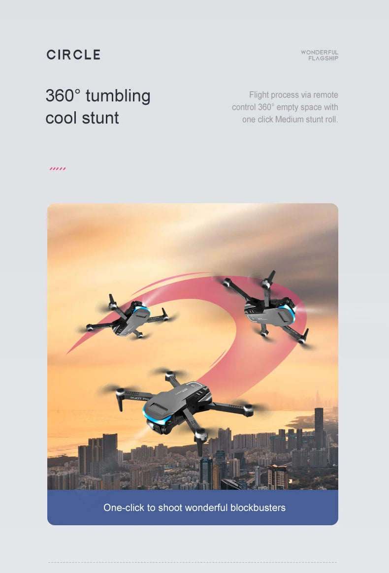 2024 NEW RG107 Drone, CIRCLE WONRESFUE 3609 tumbling Flight process via remote control 360
