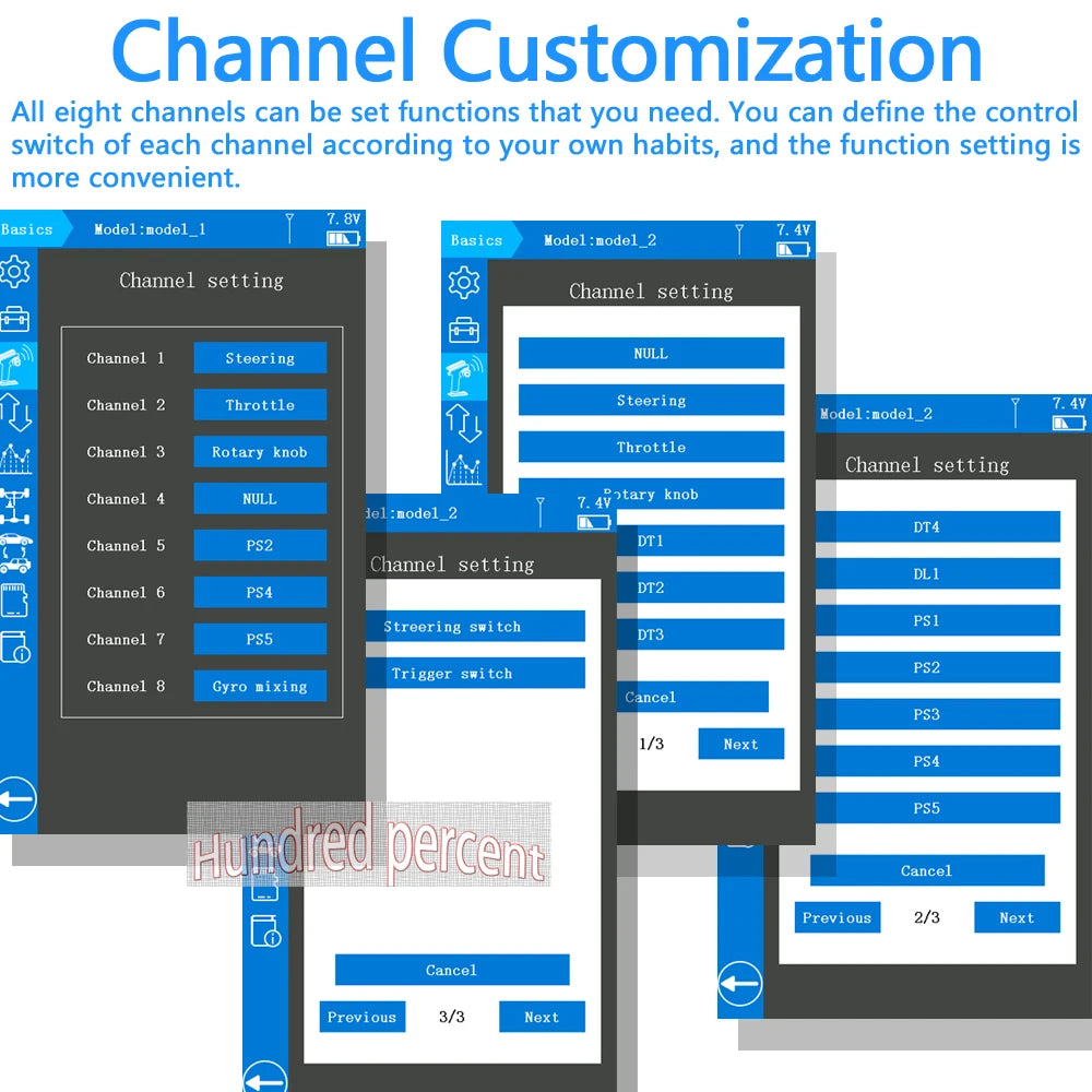 Radiolink RC8X 2.4G 8 Channels Radio Transmitter, Channel Customization AII eight channels can be set functions that you need . you can define