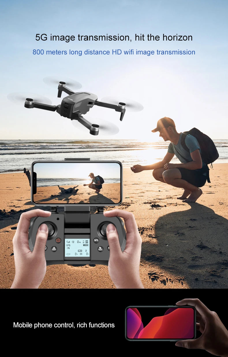 F4 Drone - 4K HD Professional 2-Axis Gimbal Brushless RC Dron GPS 5G WIFI 2KM Flight Distance FPV Foldable Quadcopter VS SG907 MAX Professional Camera Drone 27 F4 Drone, Voe Mobile phone control: 5G image transmission; hit the horizon 800 meters long distance