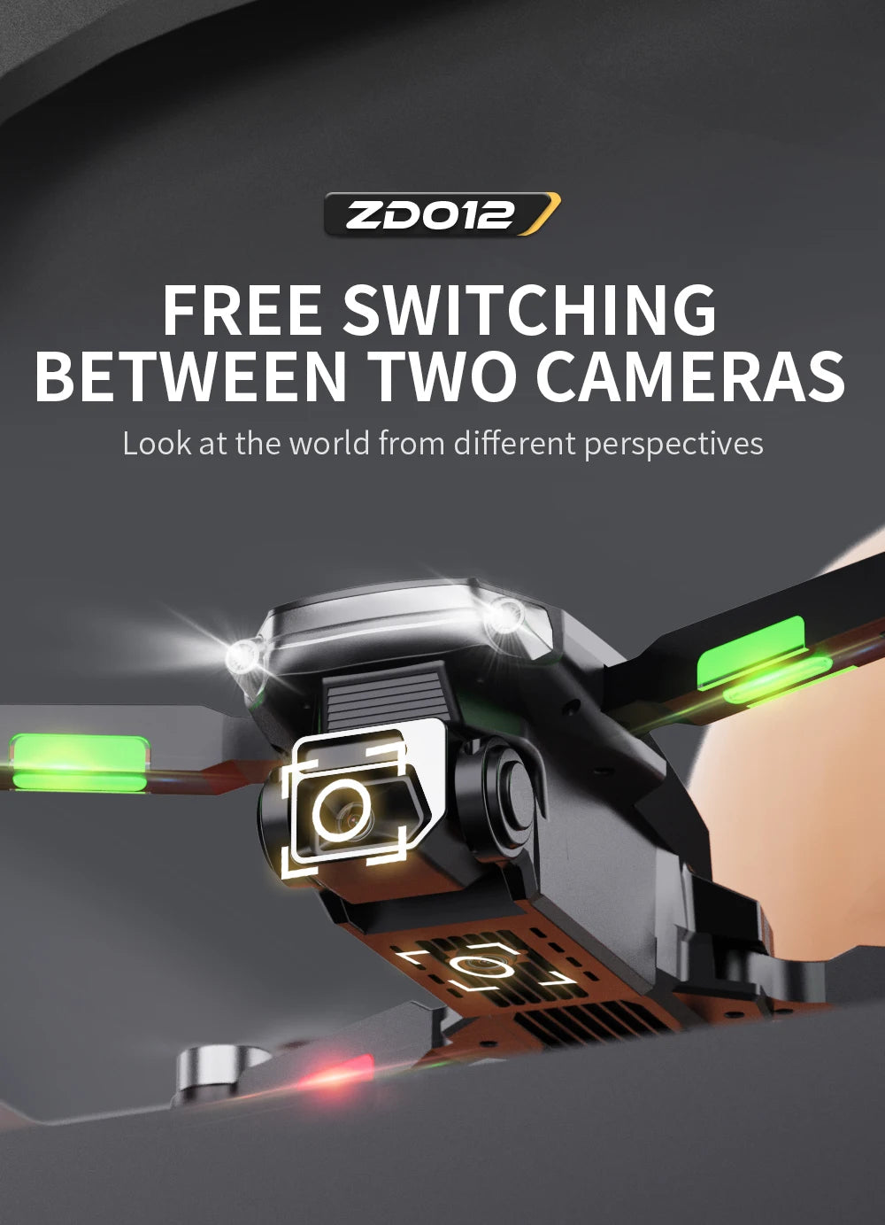 ZD012 Drone, The Z5012 mini drone has dual cameras for unique perspectives, perfect for beginners, weighing under 250g and featuring 1080P resolution.