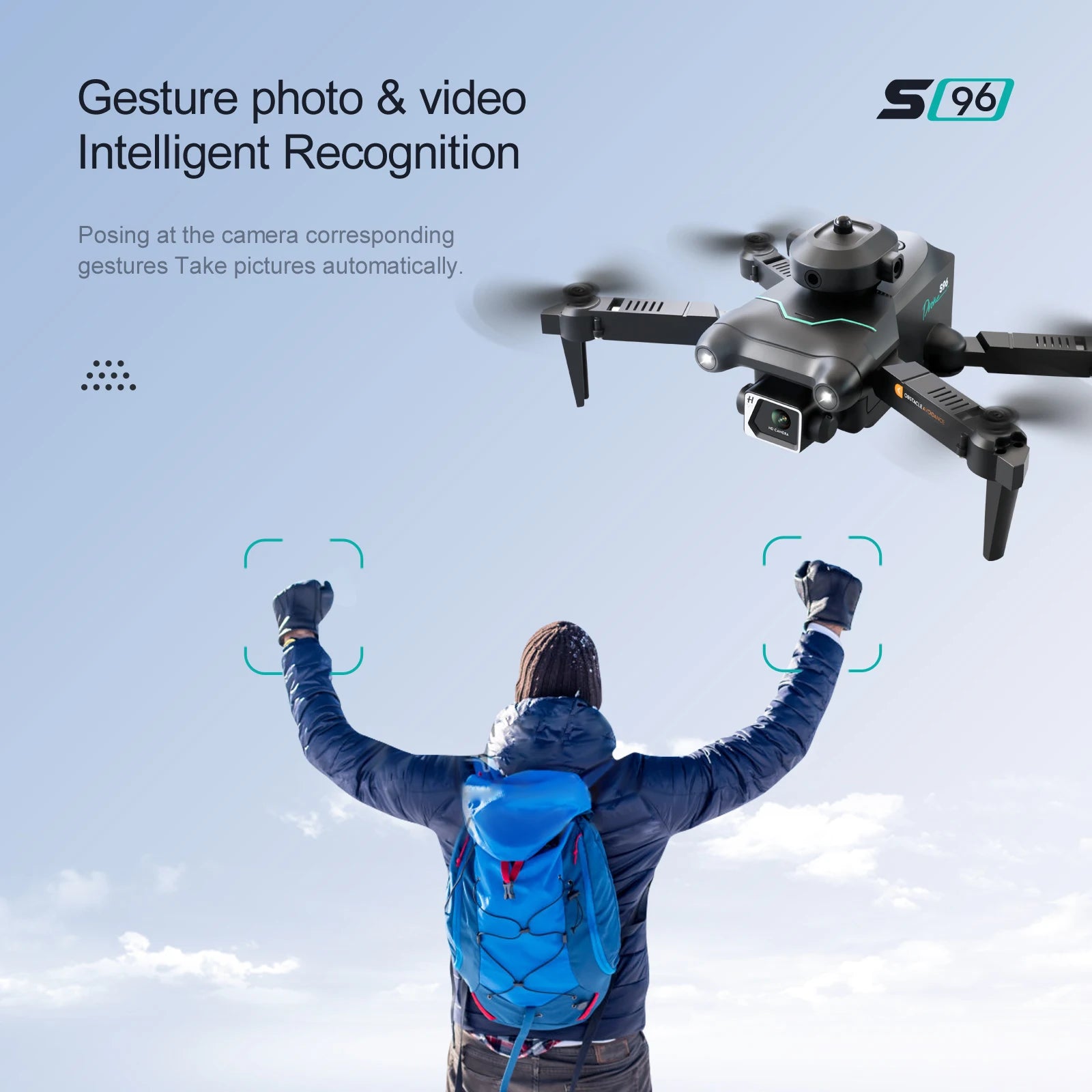 S96 Mini Drone, gesture photo & video 5 96 intelligent recognition posing at