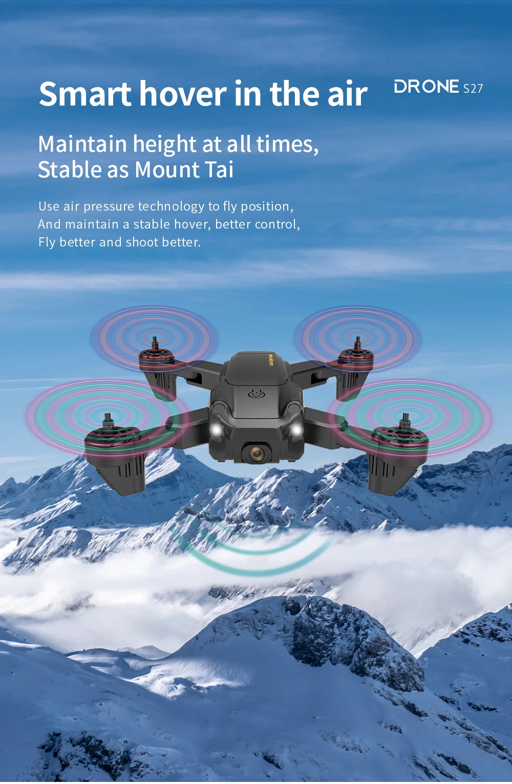 S27 Drone, smart hover in the air drone 527 maintain height at all times 