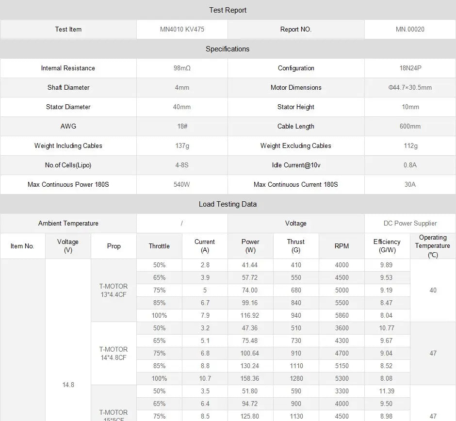 T-motor MN4010 KV370 KV475 KV580 2.2KG Thrust High quality Tiger Motor For UAV Drones Quadcopters hexacopter Professional Boats 18 T-motor MN4010 KV370 KV475 KV580