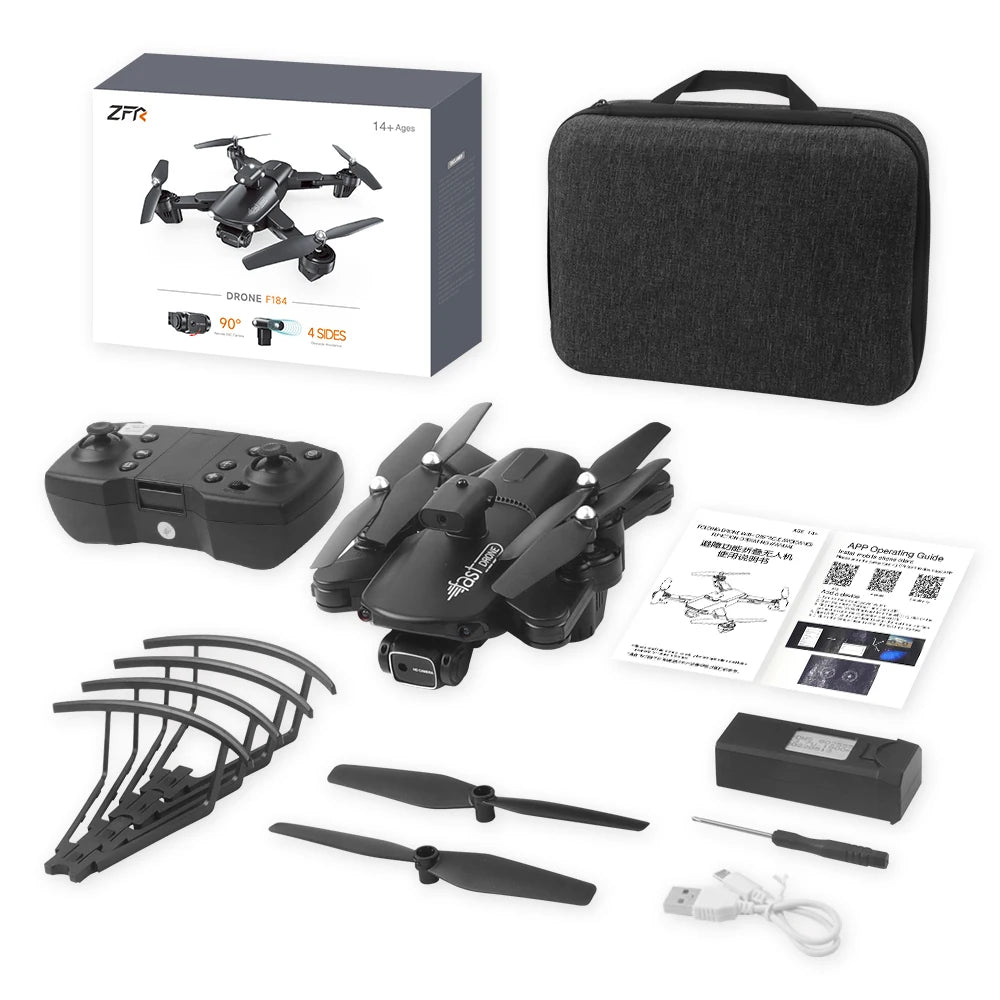 QJ F184 Drone - 4K Dual Camera WiFi FPV One Button Obstacle Avoidance Smart Follow 360° Quadcopter RC Helicopter Toy Gifts 37 QJ F184 Drone, 1240806115 5030 oprat jastue