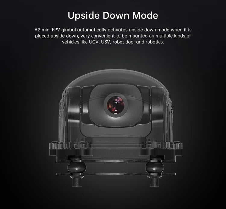 SIYI A2 Mini Ultra Wide Angle FPV Gimbal, A2 mini FPV gimbal automatically activates upside down mode when it is