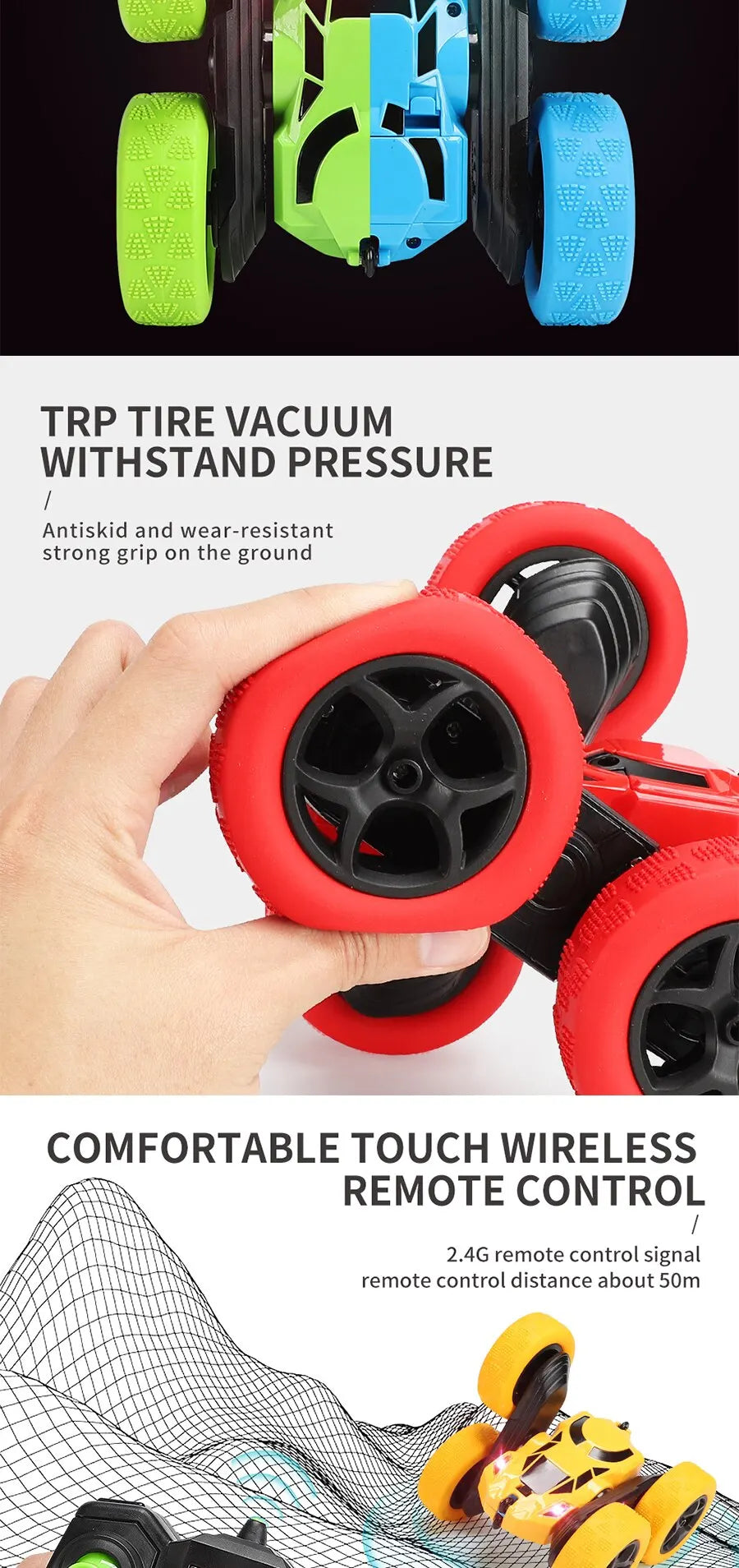 RC Stunt Car, TRP TIRE VACUUM WITHSTAND PRESSURE Antiskid and wear