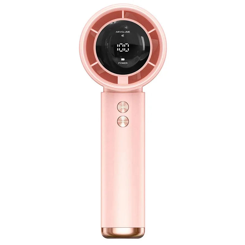 Portable Handheld Turbo Fan Air Cooler LED Display USB Rechargeable High-Speed Mini Electric Fan Quiet Cooling for Outdoor