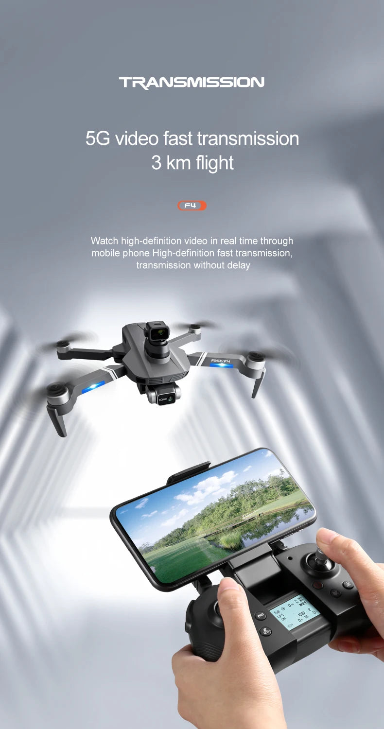 F4S Drone, TRANSMISSION 5G video fast transmission 3 km flight Fu Watch high-definition