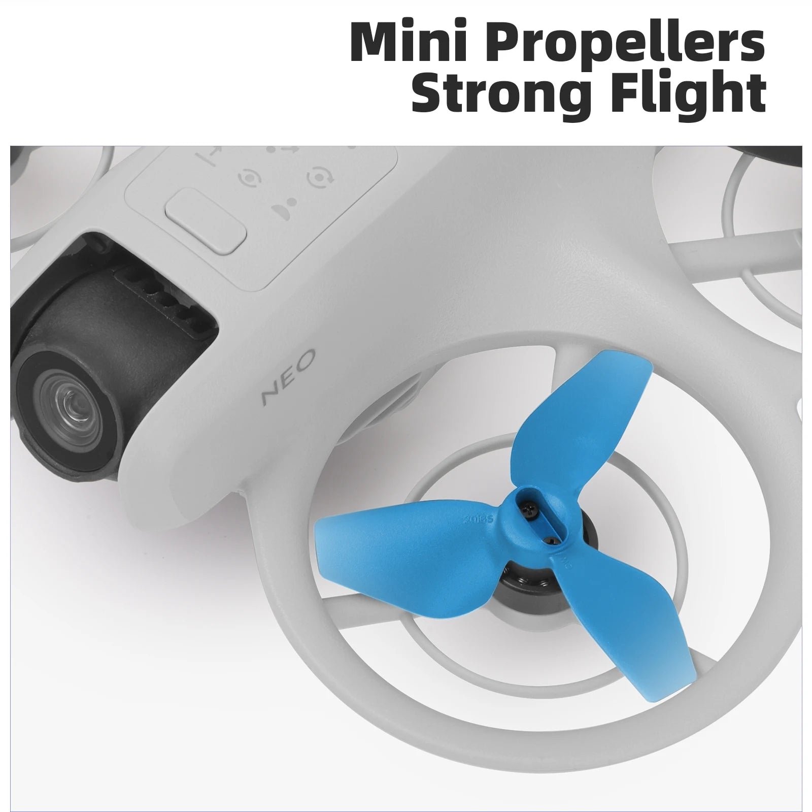 DJI Neo Propellers, colorful and quick release, designed for strong flight and durable performance with mini drone aircraft.