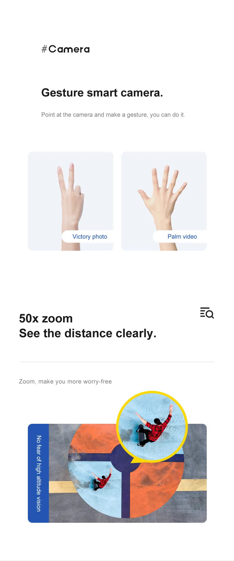 2023 New LU3 Max GPS Drone - 8K HD Dual Camera 5G Wifi FPV Optical Flow Brushless Motor Folding Quadcopter RC Distance 800M Gift Toys Professional Camera Drone 29 2023 New LU3 Max GPS Drone, #Camera Gesture smart camera: point at the