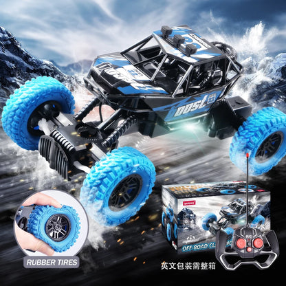 RC Car, RC car off-road buggy with rubber tires and LED lights, featuring 4-channel mode 2 remote control and rechargeable lithium battery.