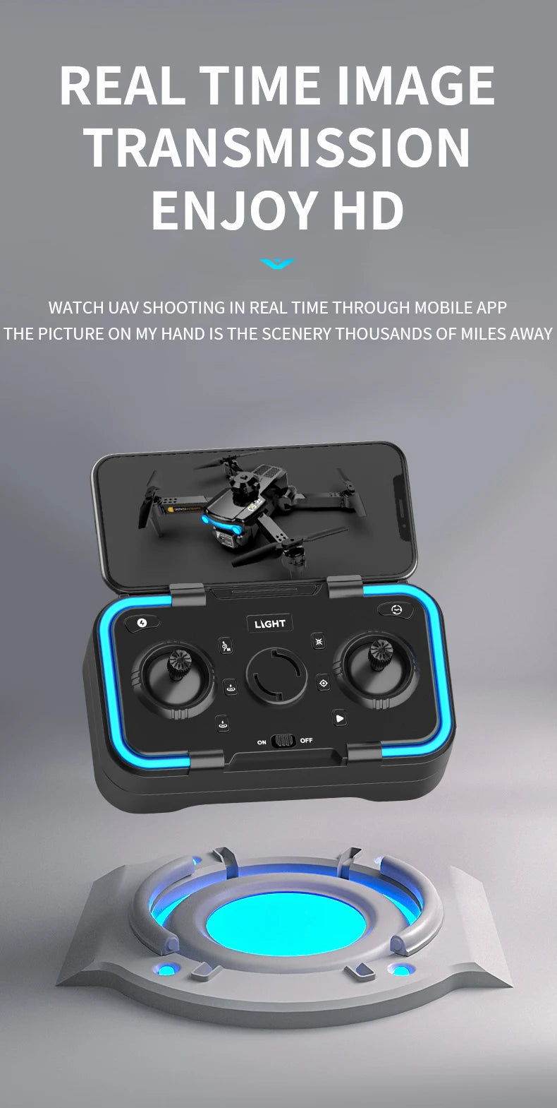CS9 Drone - 4K Dual Optical Flow Drone WIFI FPV 2.4GHz Height Keeping Obstacle Avoidance Four Axis Foldable RC Quadcopter Aircraft Toy 36 CS9 Drone, the picture on my hand is the scenery thousands of miles away light off