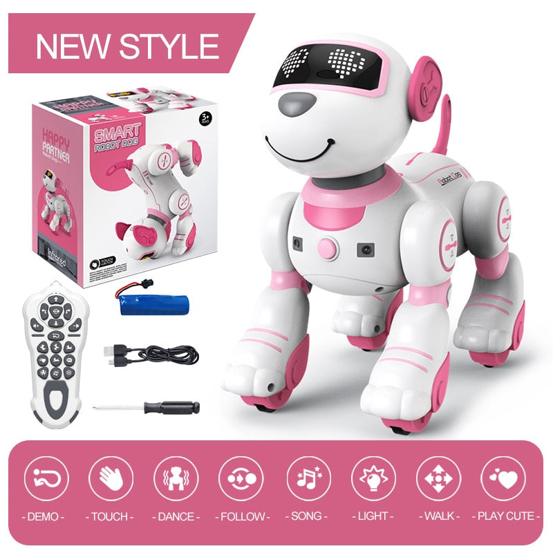 Funny RC Robot Electronic Dog Stunt Dog - Voice Command Programmable Touch-sense Music Song Robot Dog for Children's Toys