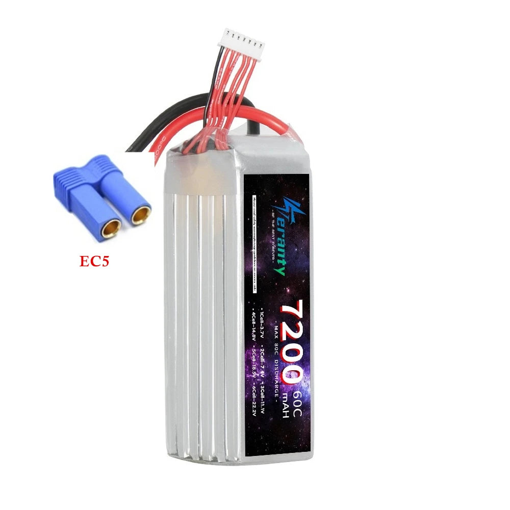 TERANTY 6S 22.2V 7200mAh 60C Lipo Battery for RC FPV Drones With Deans T XT90 EC5 XT60 Connector