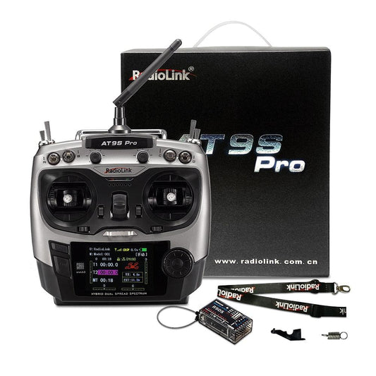RadioLink AT9S PRO 2.4G 12CH DSSS FHSS Mode2 Transmitter W/R9DS Receiver for RC Model Airplane Drones - RCDrone