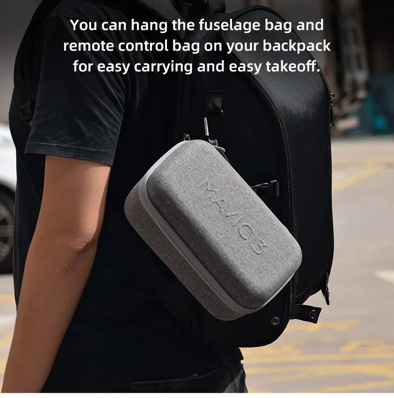 Storage Bag for DJI Mavic 3 Classic, the fuselage bag and remote control can be hanged on your backpack for easy carrying and