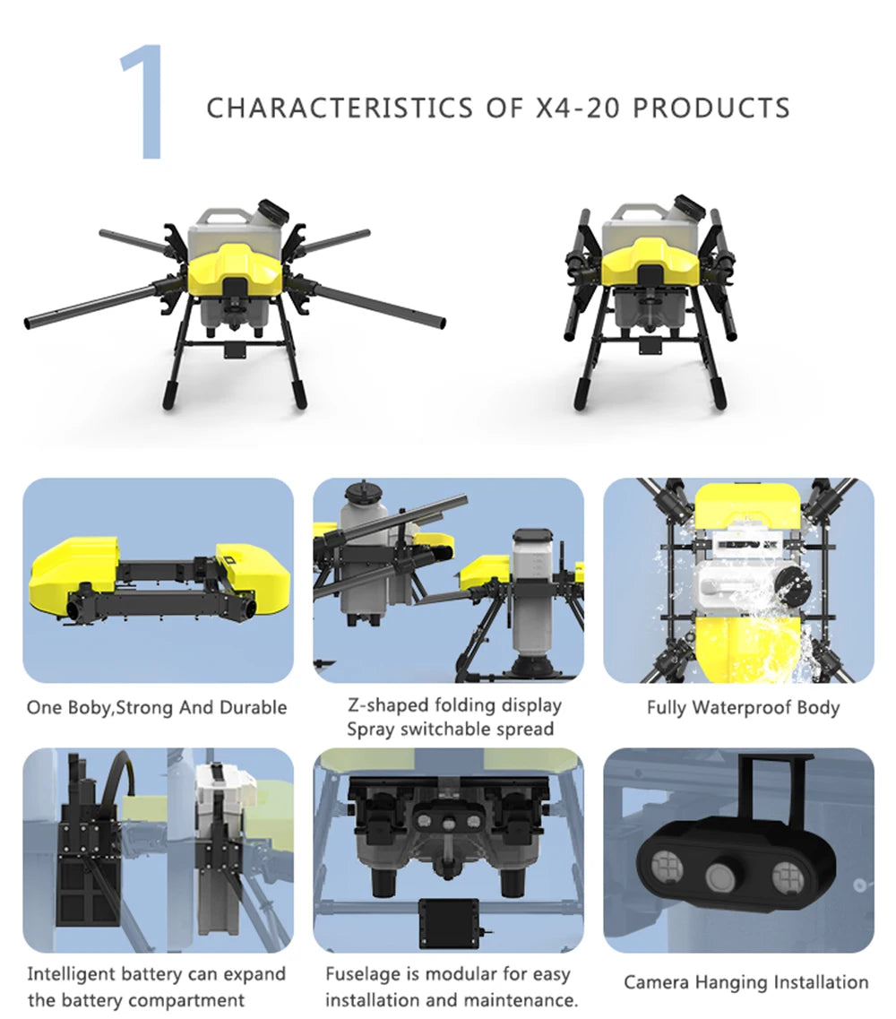 The Dreameagle X420 features a strong, durable foldable design, waterproof body, and spray switchable spread, with an intelligent expanding battery.