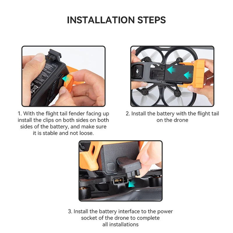Flight Tail for DJI Avata - Quick-Release Battery Holder Flying Protective Cover Base Mount For Avata Drone Accessories 11 Flight Tail for DJI Avata, install the battery with the flight tail fender facing up . install the clips on both