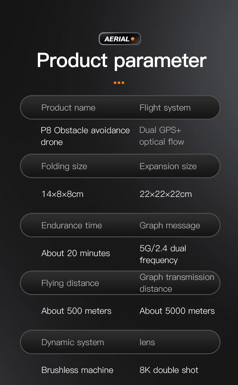 P8 Pro GPS Drone - 2023 Brushless 4K Dual Camera WIFI Quadcopter Five-Sided Intelligent Obstacle Avoidance Helicopter Toy 50 P8 Pro GPS Drone, aerial product parameter product name flight system p8 obstacle avoidance dual