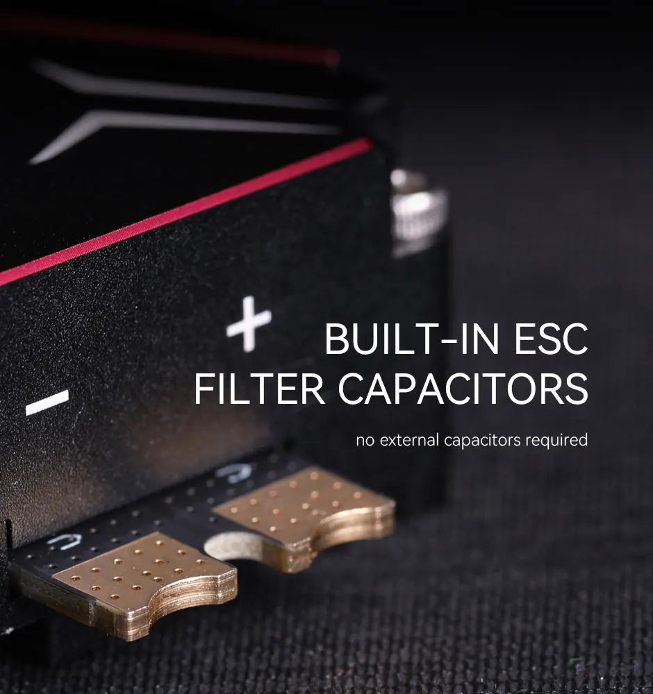 T-MOTOR 8IN1 CINE F7 60A STACK, BUILT-IN ESC FILTER CAPACITORS no external capacitors