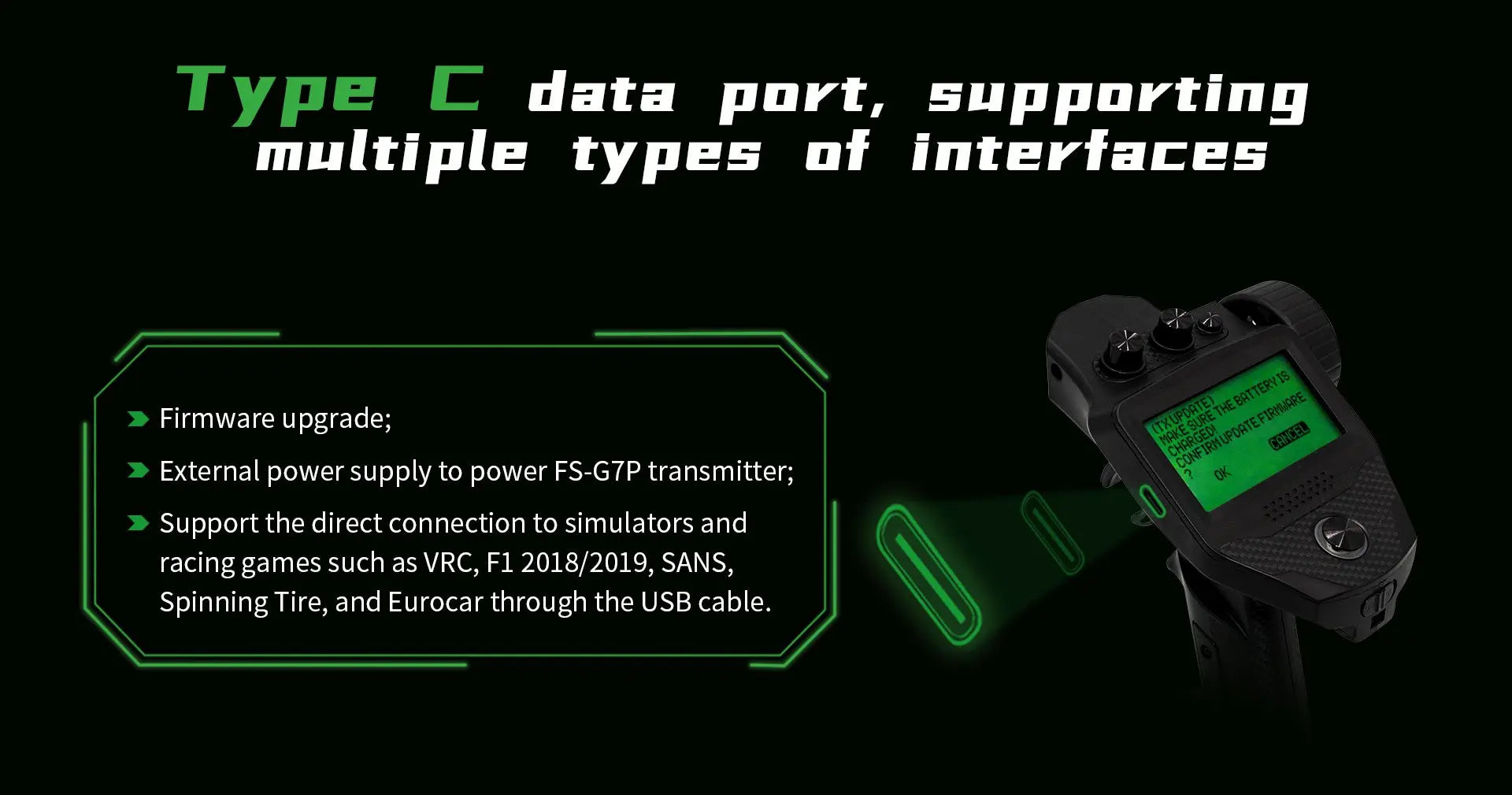 Type C data port, supporting multiple types of intertaces . FS-G