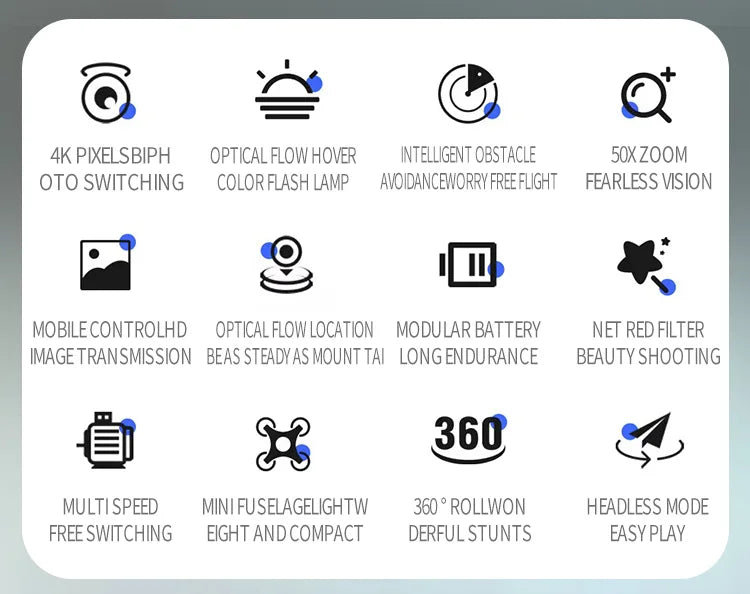 CS8 Drone - 4K Double Camera HD Profesional Obstacle Avoidance 360° RC Wide Angle Adjustable ESC RC Quadcopter Toy For Gift 10 CS8 Drone - 4K Double Camera, CS8 Drone, tal long endurance beauty shooting 360 multi speed mini fuselagelightw