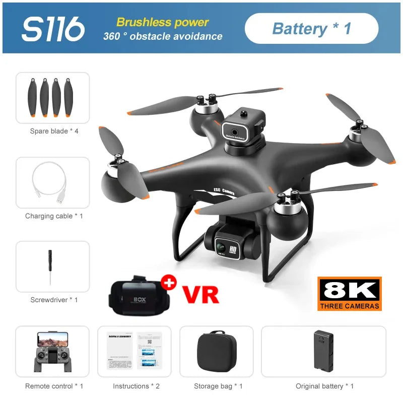 S116 MAX Drone, High-tech drone with 4K cameras, obstacle avoidance, and advanced features.