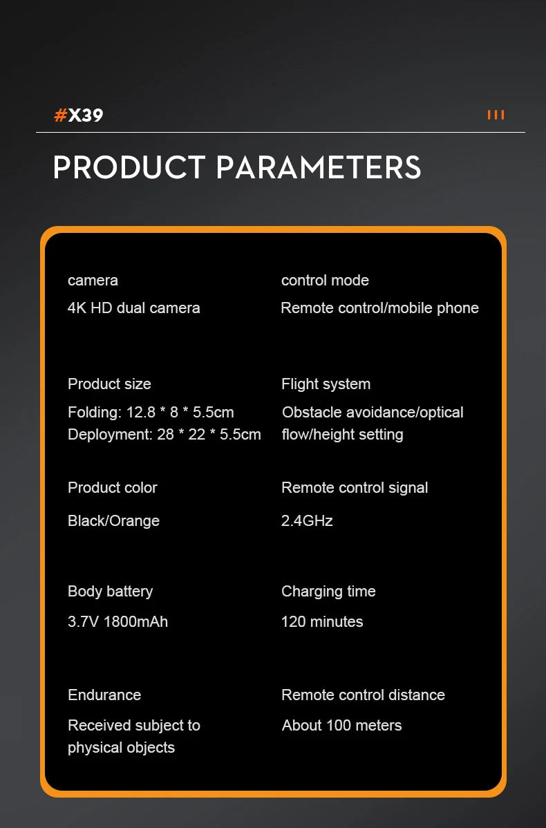 X39 Mini Drone, 2.4ghz body battery charging time 3.7v 180o