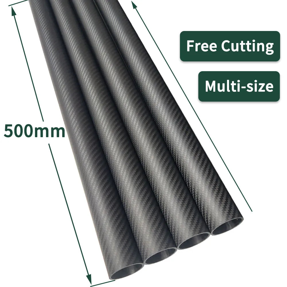 2pcs 500mm Carbon Fiber Tube, Carbon fiber tube for drone arms or aircraft protection.