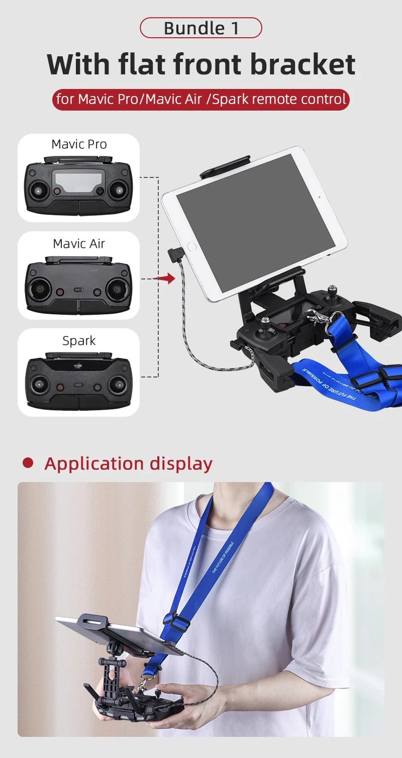 Remote Control Data Cable for DJI Mavic Mini/SE/Mavic 2/Mavic Pro/Air/Spark/Type-C Micro USB IOS connector line for Iphone/iPad 13 Bundle 1 With flat front bracket for Mavic Pro/Mavic Air /