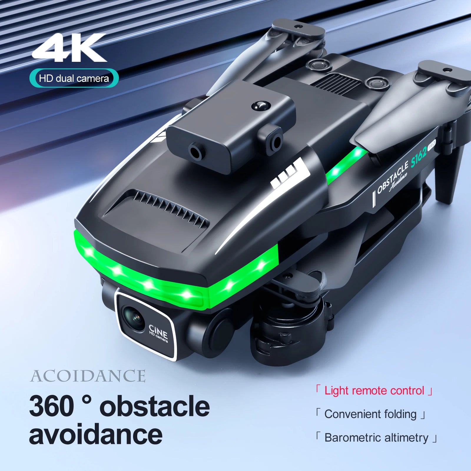 S162 Pro Drone, 4k hd dual camera acoidance light
