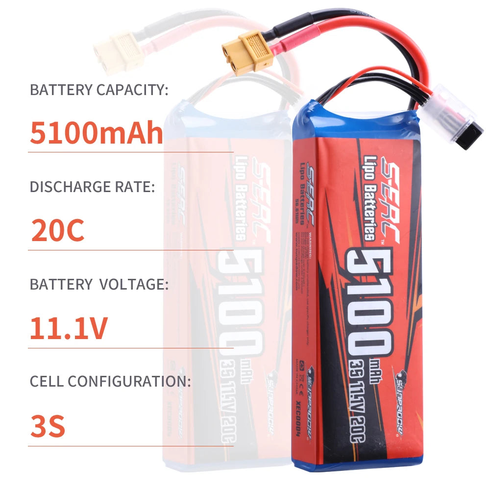 Sunpadow RC 3S 4S 6S Lipo Battery 5100mAh, 4.Great value without the loss of performance