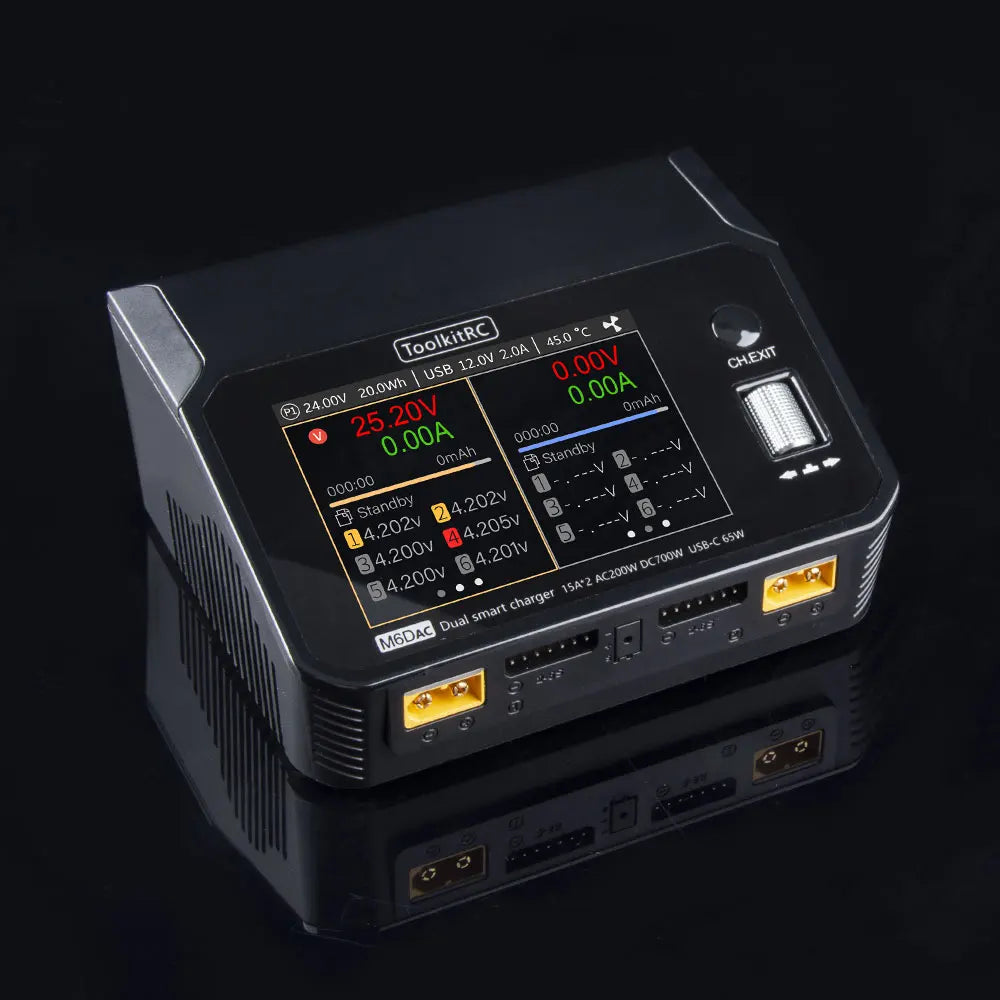 ToolkitRC M6DAC Charger - 350W x 2 USB-C 65W AC DC Dual Smart Charger Discharger Battery Balance for 1-6S Lipo LiHV Lion NiMh Pb Cell 23 ToolkitRC M6DAC Charger, LOOA OOO:( Standby Omah Ooo 00 14.202