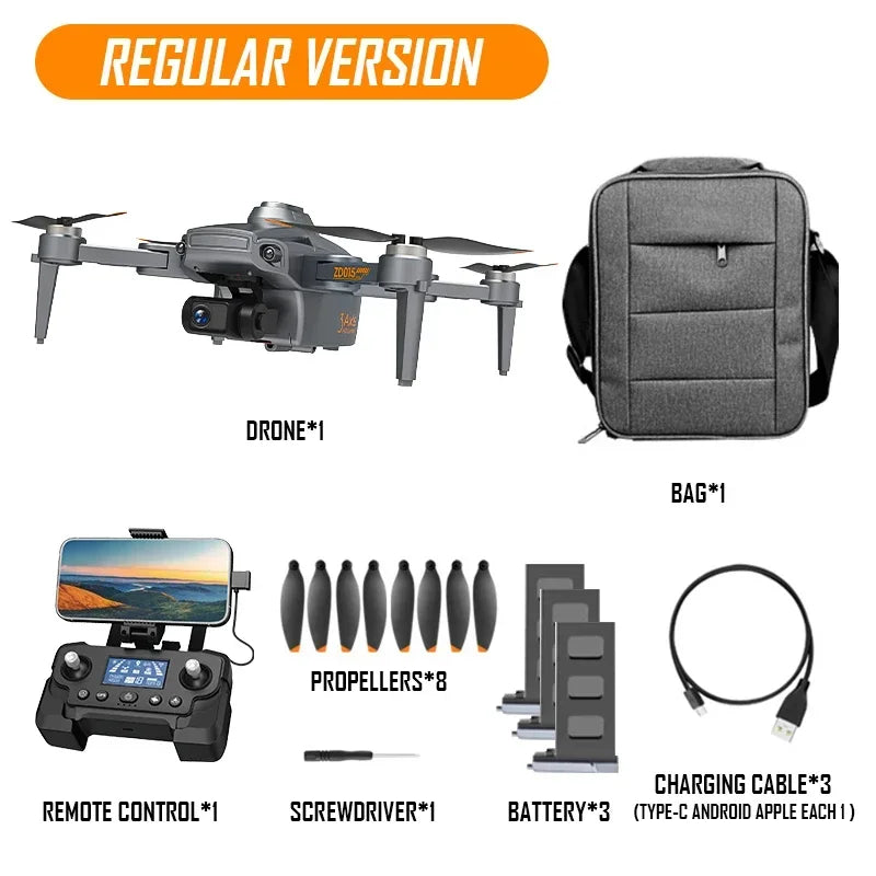 ZD015 GPS Drone with high definition camera, 3km range, obstacle avoidance and stabilizing gimbal.