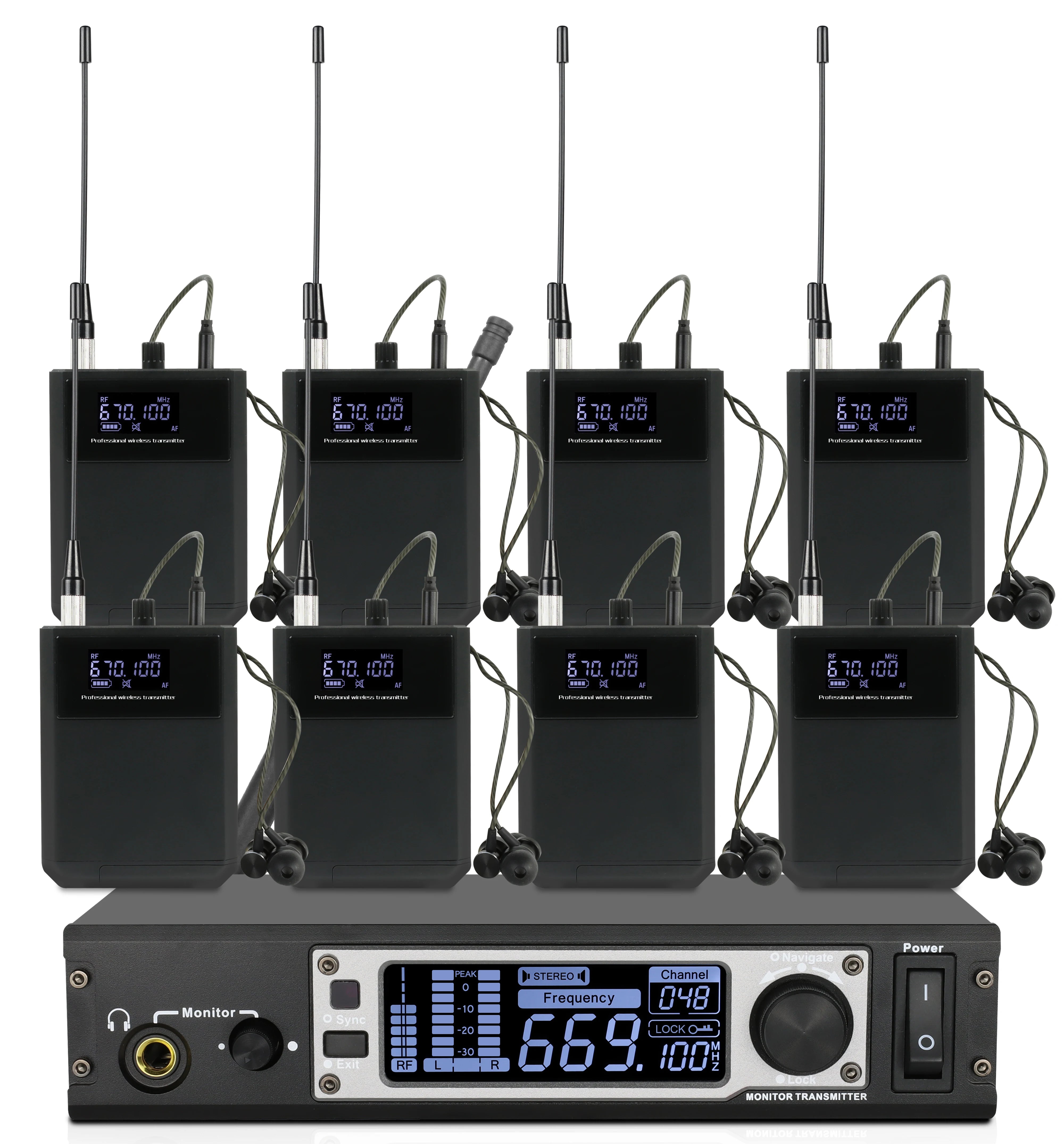 HONGUAN Stereo PSM-X400 - Stereo In Ear Monitor Wireless System Transmitter Monitoring Professional for Stage Performance 11 HONGUAN Stereo PSM-X400, wireless transmitter power Nanigale PEAK STEREO Channel Frequency 48 Monitor