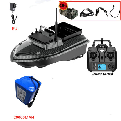 Tccicadas V060 GPS Fishing Bait Boat, GPS fishing boat with 500M range, 160 positions, 2kg capacity, auto return and dual motors.