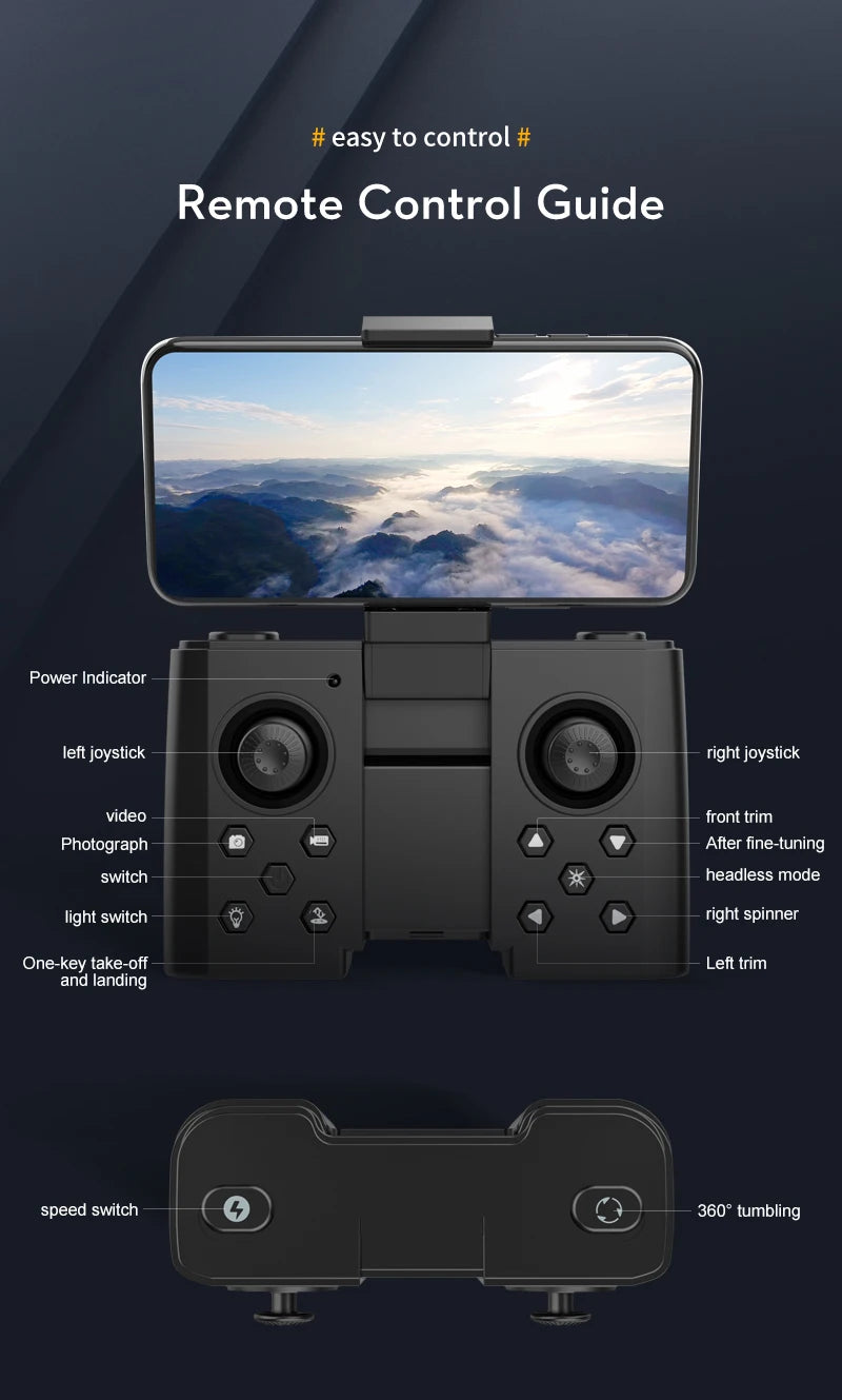 XT8 RC Mini Drone - 2024 New 4K Dual HD Camera Video Shooting Led Drone Quadcopter with FPV One-Key Return Toys for Kids Gift 38 XT8 RC Mini Drone, easy to control remote control guide power indicator left joystick right joystick