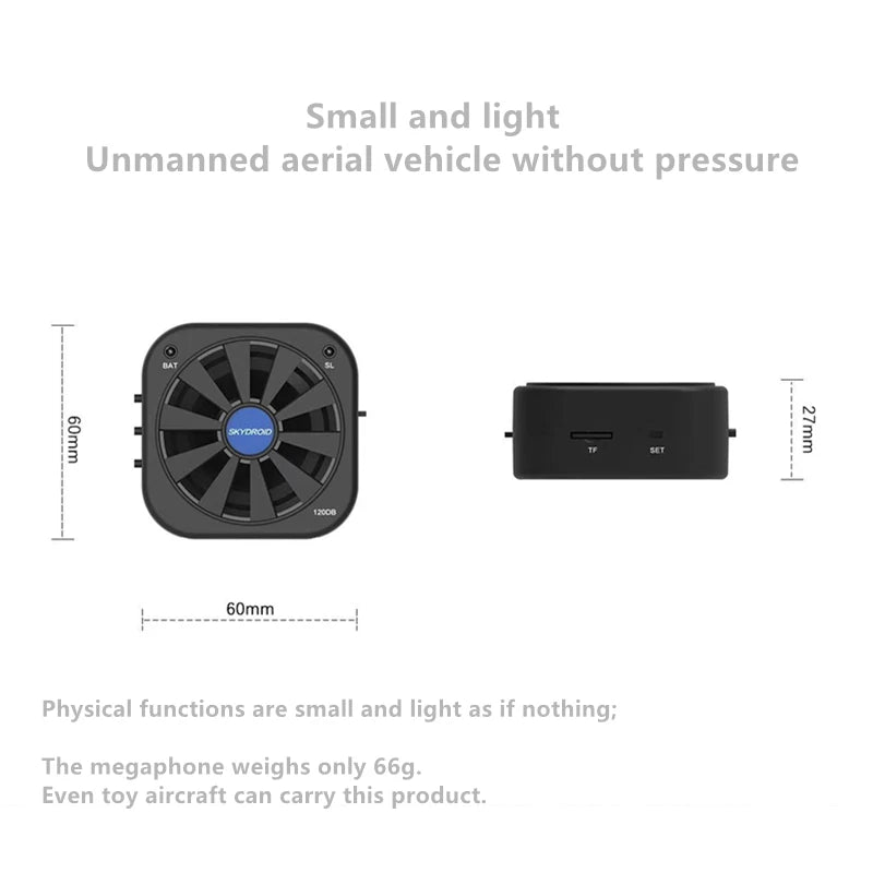SKYDROID LS-01 Drone Speaker, Compact drone speaker that's lightweight (66g) and perfect for aerial use, handheld play, or as a tiny toy.